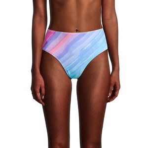 Rachel Roy Colorful High Waist Bikini Bottom Swimwear Ombre Stripe $59 Size M